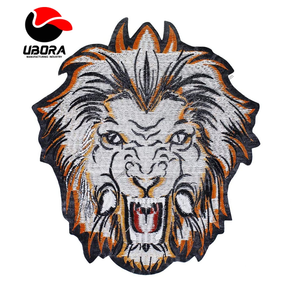 Custom lion Animal Logo 100% Machine Embroidery Patches and Badges with Iron on customized color,